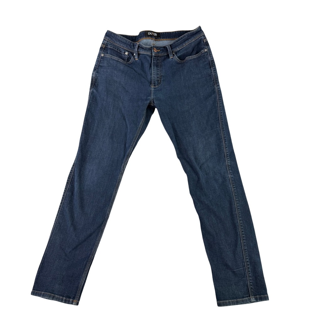 DUER L2X Slim Fit Jeans Mens 34x32 Dark Wash Blue Performance Stretch L2X45
